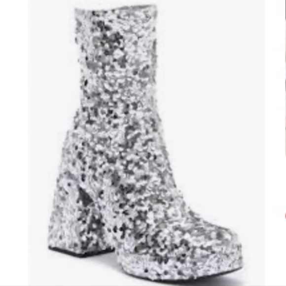 Abound Steffie Silver Sequin Platform Booties Women's Size 6.5 NWOT - Picture 2 of 10